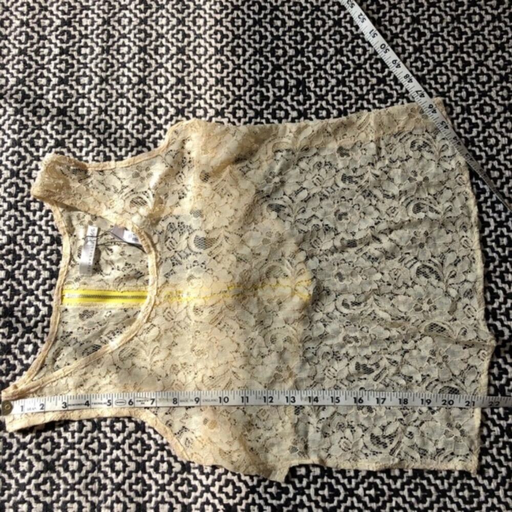 LF Cream Lace Top Neon Zipper Open Back Sheer  NWT - Picture 5 of 5